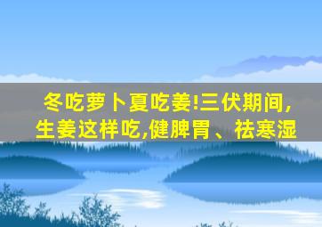 冬吃萝卜夏吃姜!三伏期间,生姜这样吃,健脾胃、祛寒湿