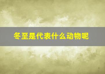 冬至是代表什么动物呢