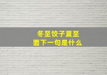 冬至饺子夏至面下一句是什么