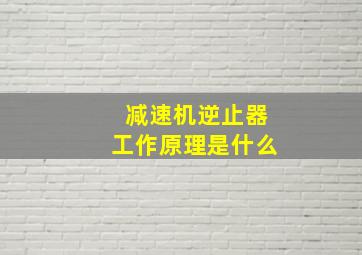 减速机逆止器工作原理是什么