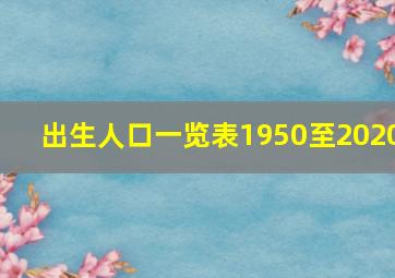 出生人口一览表1950至2020