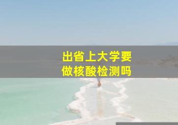 出省上大学要做核酸检测吗