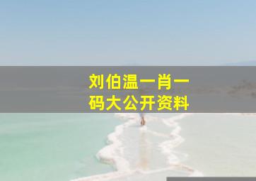 刘伯温一肖一码大公开资料