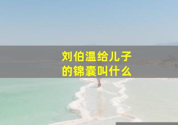 刘伯温给儿子的锦囊叫什么