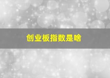 创业板指数是啥