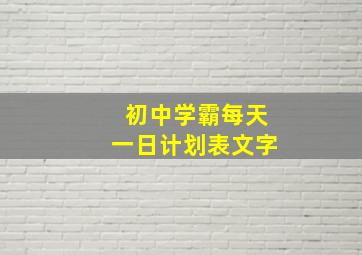 初中学霸每天一日计划表文字