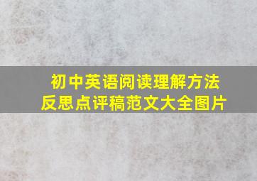 初中英语阅读理解方法反思点评稿范文大全图片