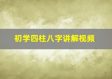 初学四柱八字讲解视频