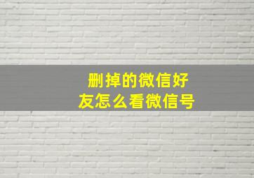 删掉的微信好友怎么看微信号