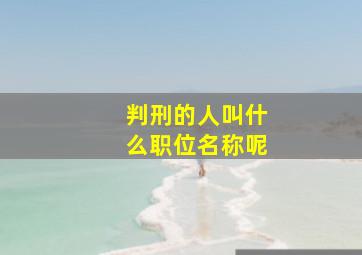 判刑的人叫什么职位名称呢