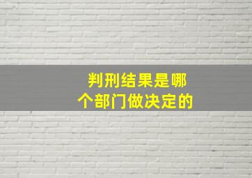 判刑结果是哪个部门做决定的