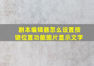 剧本编辑器怎么设置按键位置功能图片显示文字