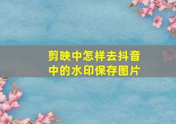 剪映中怎样去抖音中的水印保存图片