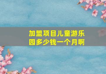 加盟项目儿童游乐园多少钱一个月啊