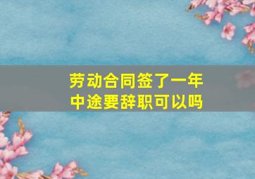 劳动合同签了一年中途要辞职可以吗