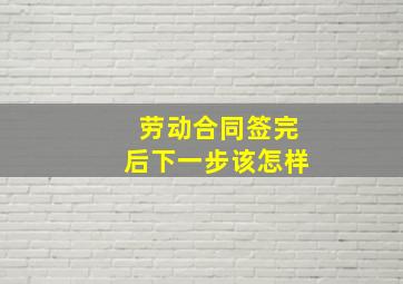 劳动合同签完后下一步该怎样