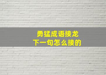 勇猛成语接龙下一句怎么接的