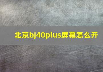 北京bj40plus屏幕怎么开