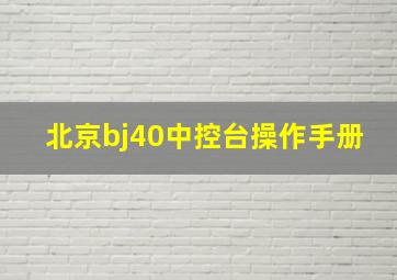 北京bj40中控台操作手册