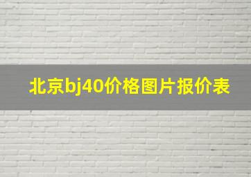 北京bj40价格图片报价表