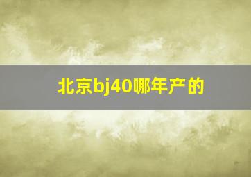 北京bj40哪年产的