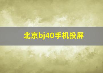 北京bj40手机投屏