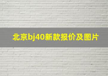 北京bj40新款报价及图片