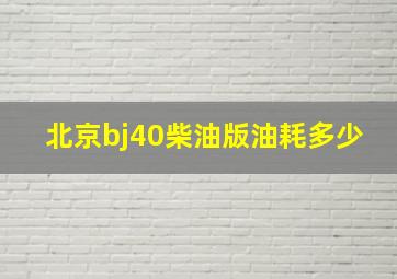 北京bj40柴油版油耗多少