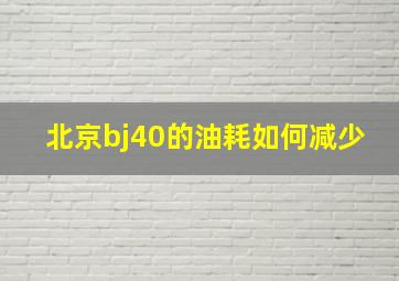 北京bj40的油耗如何减少