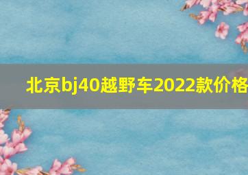 北京bj40越野车2022款价格