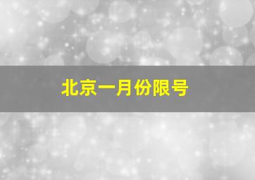 北京一月份限号