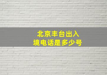 北京丰台出入境电话是多少号