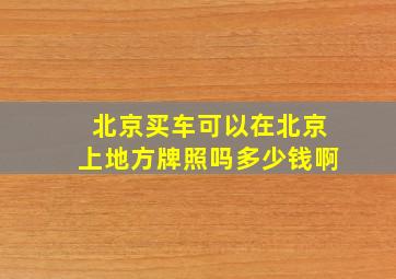 北京买车可以在北京上地方牌照吗多少钱啊