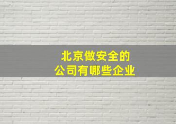 北京做安全的公司有哪些企业