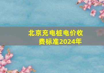 北京充电桩电价收费标准2024年