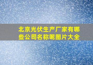 北京光伏生产厂家有哪些公司名称呢图片大全