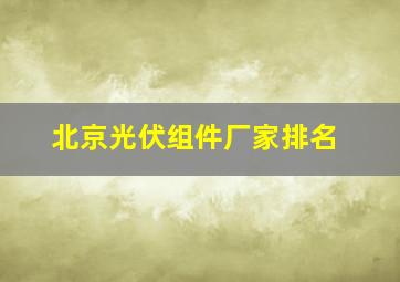 北京光伏组件厂家排名