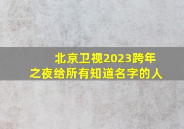 北京卫视2023跨年之夜给所有知道名字的人