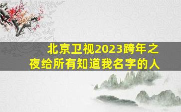 北京卫视2023跨年之夜给所有知道我名字的人