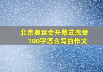 北京奥运会开幕式感受100字怎么写的作文