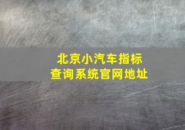 北京小汽车指标查询系统官网地址