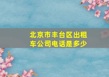 北京市丰台区出租车公司电话是多少