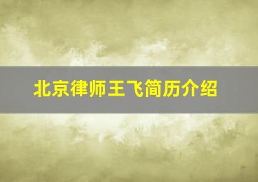 北京律师王飞简历介绍