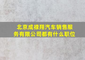 北京成禄翔汽车销售服务有限公司都有什么职位