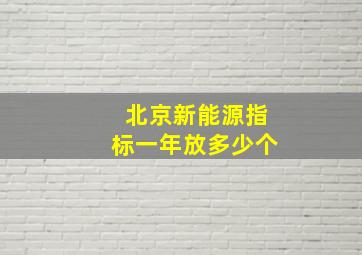 北京新能源指标一年放多少个