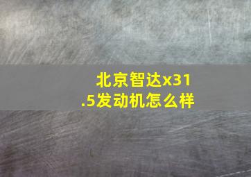 北京智达x31.5发动机怎么样