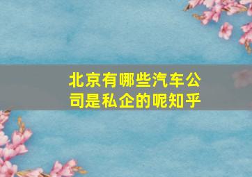 北京有哪些汽车公司是私企的呢知乎