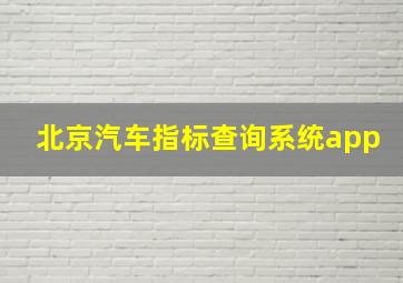 北京汽车指标查询系统app