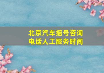 北京汽车摇号咨询电话人工服务时间