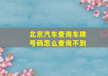 北京汽车查询车牌号码怎么查询不到